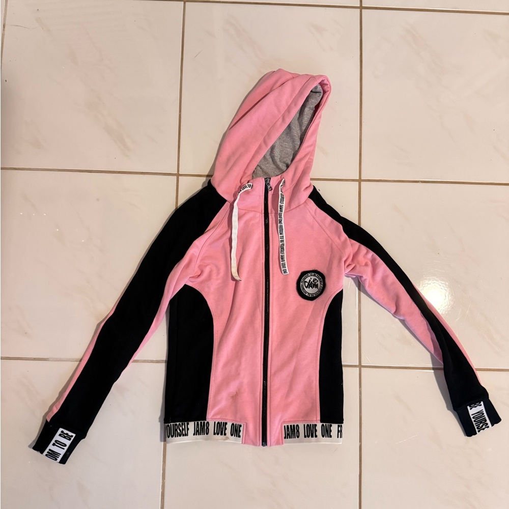 Pink and Black Zip-Up Hoodie